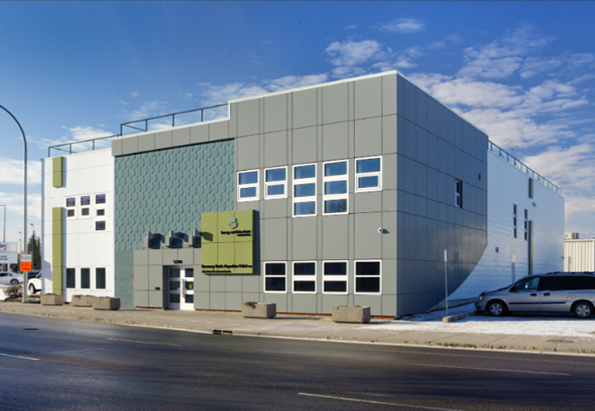 After: The new Berry Architecture studio in Red Deer, AB is unrecognizable from its former look. The transformation is a  beacon of sustainable building design for the firm.